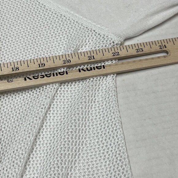 Magaschoni Womens 1X Open Front Long Cardigan White Open Knit Detail White Drape - Picture 7 of 9